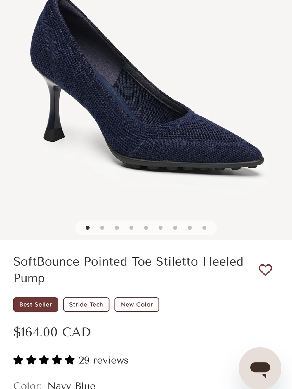 SoftBounce Pointed Toe Stiletto Heel Pump - Navy Blue